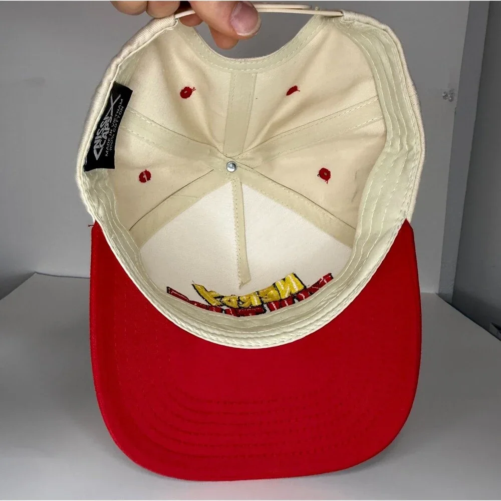 NWT Nerdy Kulture Snapback Hat Cream Red Embroidered Streetwear Cap